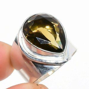 Smokey Topaz Gemstone Sterling Silver Ring 6.5